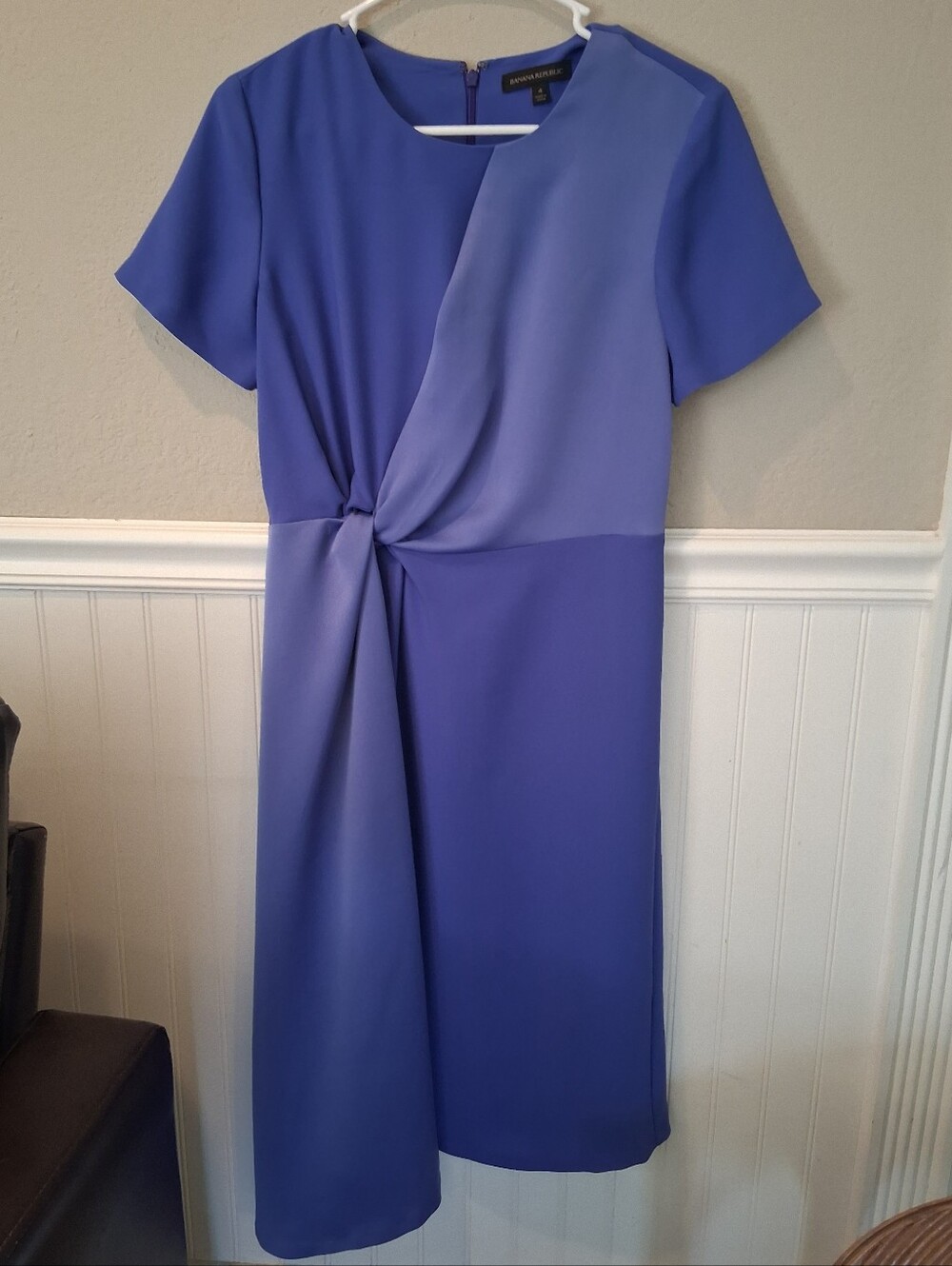 Bannana Republic Two-Tone Blue Knot-Front Asymetrical Dress